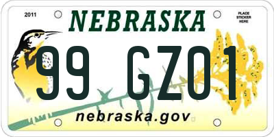 NE license plate 99GZ01