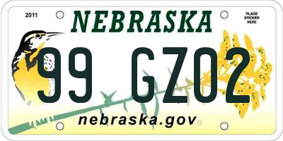 NE license plate 99GZ02