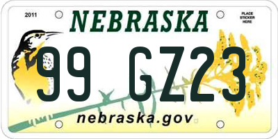 NE license plate 99GZ23