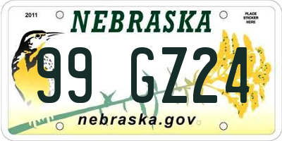 NE license plate 99GZ24