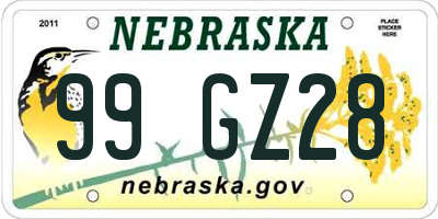 NE license plate 99GZ28