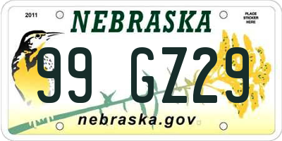 NE license plate 99GZ29