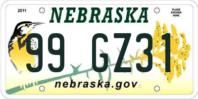 NE license plate 99GZ31