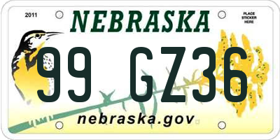 NE license plate 99GZ36