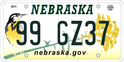 NE license plate 99GZ37