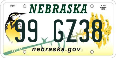 NE license plate 99GZ38