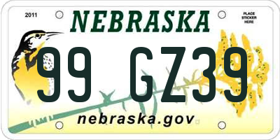 NE license plate 99GZ39