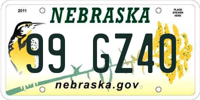 NE license plate 99GZ40