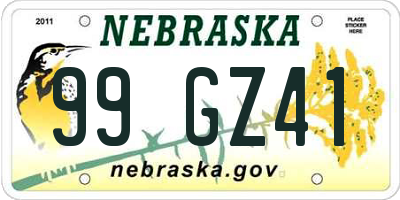 NE license plate 99GZ41