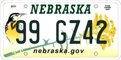 NE license plate 99GZ42