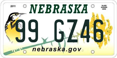 NE license plate 99GZ46