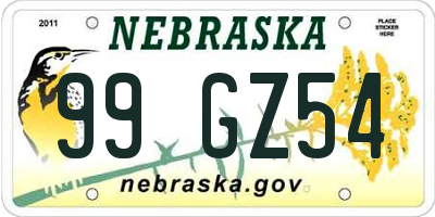 NE license plate 99GZ54