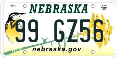 NE license plate 99GZ56