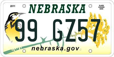 NE license plate 99GZ57