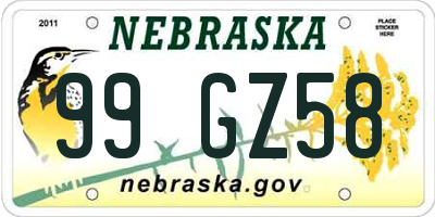 NE license plate 99GZ58