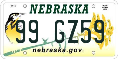 NE license plate 99GZ59