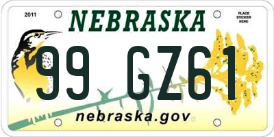 NE license plate 99GZ61