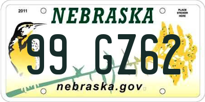 NE license plate 99GZ62