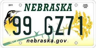 NE license plate 99GZ71