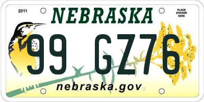 NE license plate 99GZ76