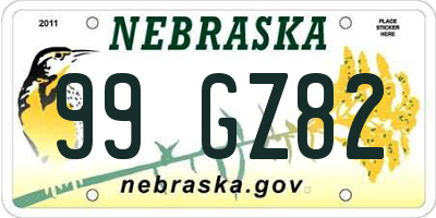 NE license plate 99GZ82