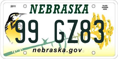 NE license plate 99GZ83