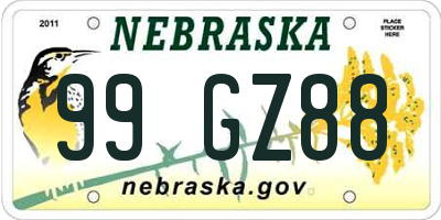 NE license plate 99GZ88