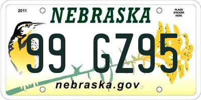 NE license plate 99GZ95