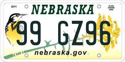 NE license plate 99GZ96