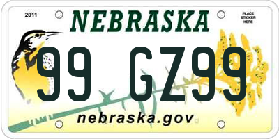 NE license plate 99GZ99