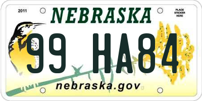 NE license plate 99HA84