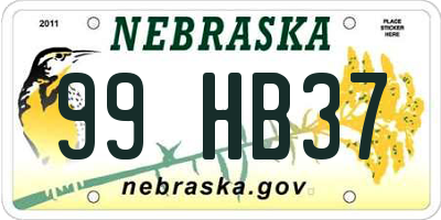 NE license plate 99HB37