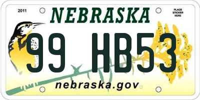 NE license plate 99HB53