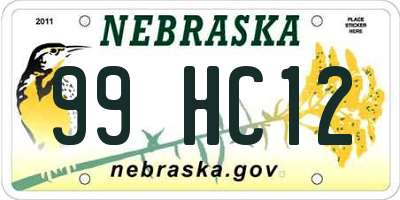 NE license plate 99HC12