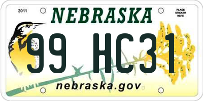 NE license plate 99HC31