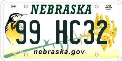 NE license plate 99HC32