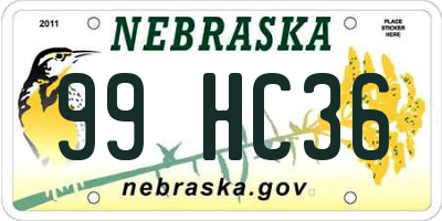 NE license plate 99HC36