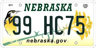 NE license plate 99HC75