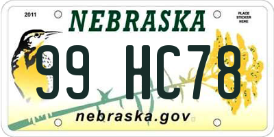 NE license plate 99HC78