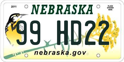 NE license plate 99HD22