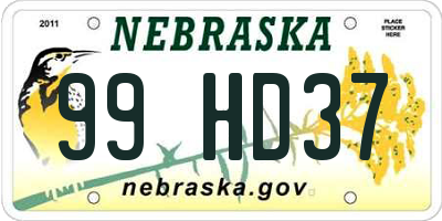 NE license plate 99HD37