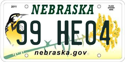 NE license plate 99HE04