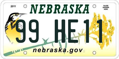 NE license plate 99HE11