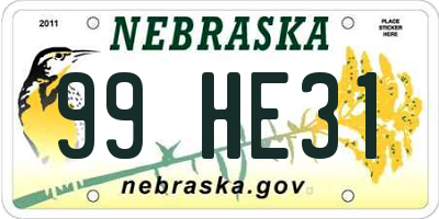 NE license plate 99HE31