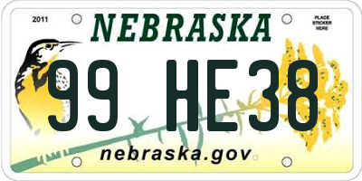 NE license plate 99HE38