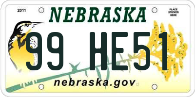 NE license plate 99HE51