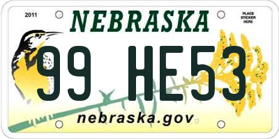 NE license plate 99HE53