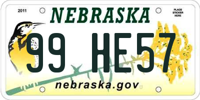 NE license plate 99HE57