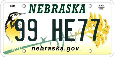 NE license plate 99HE77