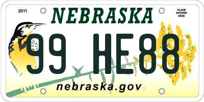 NE license plate 99HE88